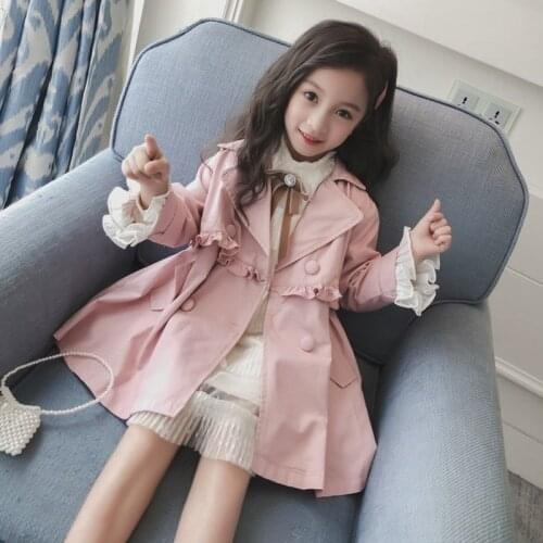 Children Spring Outwear Clothing Girl Trench Teenage Coat Cute 2021 Long Sleeve Girl Jacket Windbreaker 160 12 Years Old