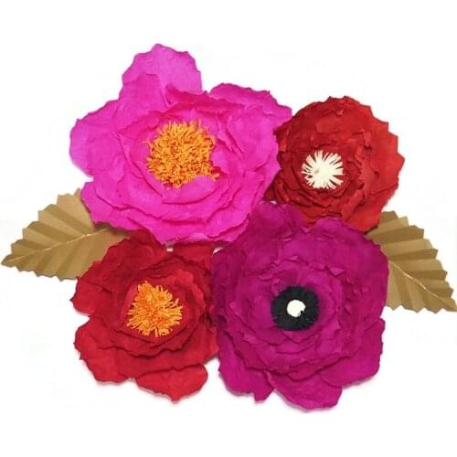 2018 Giant Crepe Paper Artificial Flowers 4PCS For Wedding & Event Decor Baby Nursery Windows Display Handmade Crafts Customize