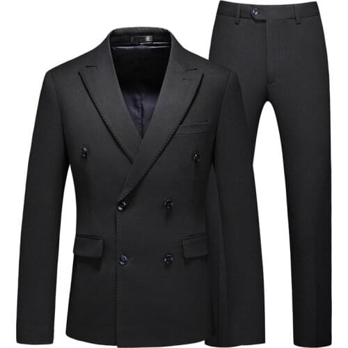 3Pieces Wedding Suit Men Clothing Fashion Double Breasted Solid Slim Fit Business Formal Wear Casual Tuxedo Dress Plus Size 6XL