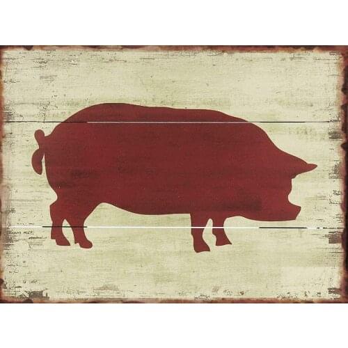 Red Pig Pork Hog Pig Ranch Farm Pork Shop Tin Pig Metal Retro Sign 8x12 Inch