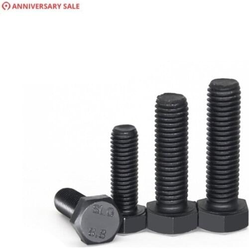 M12 M12*1*45/50/55 M12x1x45/50/55 8.8 Grade Black Carbon Steel 1mm Pitch Full Fine Thread Bolt External Hex Hexagon Screw