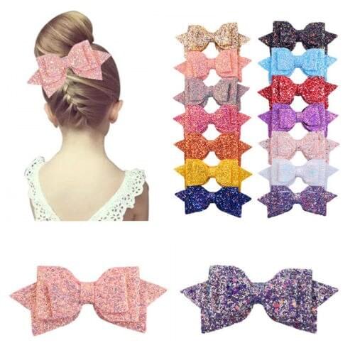Cute Kids Girls Baby Glitter Shiny Sequin Bowknot Hair Clip Hair Bow Hairpin