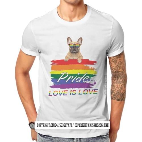 French Bulldog Classic LGBT Gay Rainbow Pride T Shirt Classic Grunge Plus Size O Neck Tee Shirt Top Sell Harajuku Mens Tops