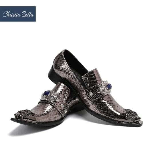 Christia Bella Handmade Men Shoes Fashion Party Prom Loafers Comfortable Leather Casual Shoes Smoking Slippers Males Flat Shoes