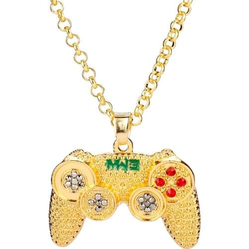 Hip Hop Fashion Game Controller Necklace Mens Crystal Long Chain Game Machine Handle Necklace Pendant Necklace Jewelry Gift