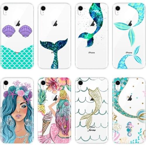 Mermaids Girl Fish Flower Phone Case For iPhone X XR XS MAX 8 7 6S 6 S Soft Silicone Back Cover For Apple iPhone 6 S 6S 7 8 Plus