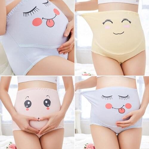 New Fashion Cotton Women Pregnant Panties High Waist Mother Belly Support Underwear Lovely Cartoon Briefs Pregnancy Panties 2019