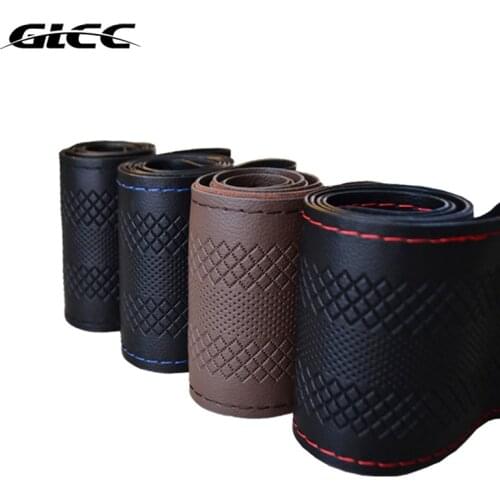 GLCC Car Steering Wheel Cover Embossing Microfiber Perforated Leather Handlebar Braid Steering-Wheel For 36cm 38cm 40cm Diameter