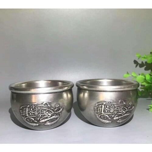 A pair of silver tin cans in the Qing Dynasty，Old China