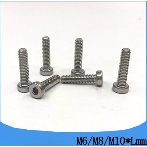 Parafusos 1 Pack M6/M8/M10 *L mm DIN7984 304 stainless steel hex socket thin head cap model auto diy screw vis
