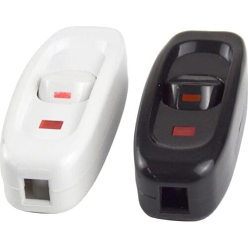 Appliance Switch AC 220V 10A Inline ON/Off Rocker Switch Feed-Through Table Desk Lamp Cord Cable Switch With LED Indicator Light