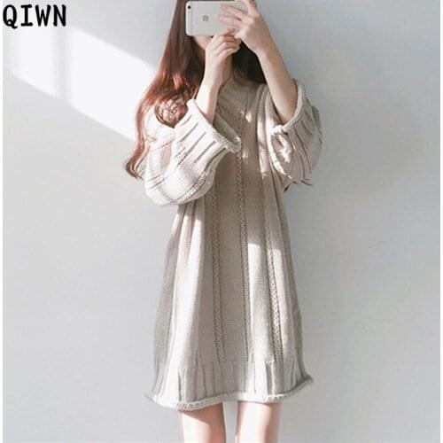 Fashion Hollow Out Waist Sweater Dress Women Autumn Knitted Sweater Dress One-Piece Korean Knit Pullover Mini Sweater Dress 2020