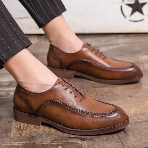Plus Size New Mens shoes hand sewn elegant lace up mens business shoes Roman style office dress shoes zapatos de hombre обувь1