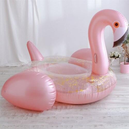 Sequined Rose Gold Inflatable Goose Adult Swimming Ring Giant Swimming Pool Mattress Floating Decoration Toy