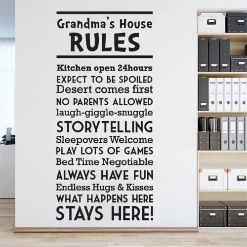 Grandparents House Rules Wall Stickers Murals Removable Art Vinyl Decor Home Bedroom Living Room Classsic Decals Poster DW10872