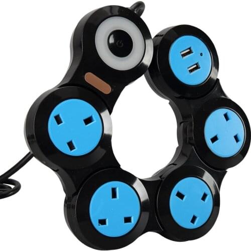 British Standard Plug Power Strip UK Outlets Plug Socket 2.1A USB Charger Plug Strip Adapter