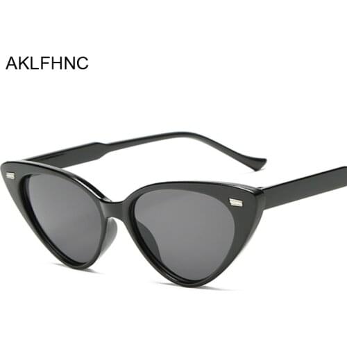 Cat Eye Fashion Sunglasses Women Vintage Plastic Mirror Retro Black Sun Glasses Female Oculos De Sol Feminino UV400