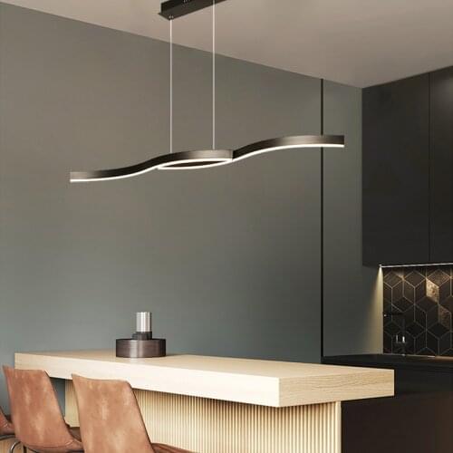 Modern LED Chandelier lighting White /Black Simple Restaurant Cafe Bar Art Hanging Lights Nordic dining room island Pendant lamp