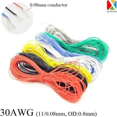 1M Wire Cable 30AWG Super Soft Silicone Insulated High Temperature Flexible Heat-Resistant Lighting Line Electronic Copper Wire