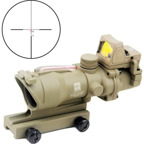 Tactical ACOG 4X32 Fiber Source Red Optical Fiber Rifle Scope With RMR Micro Red Dot Sight Marked Version