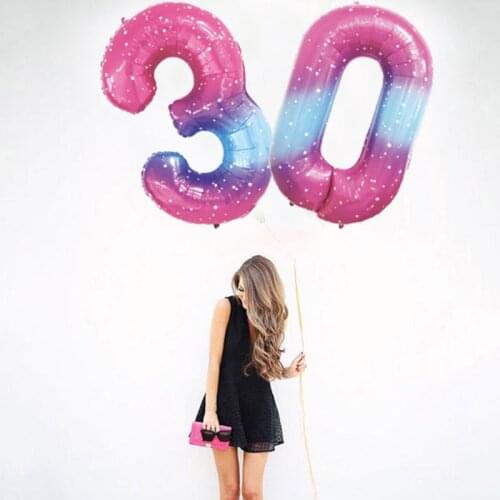 40inch Pearly lustre Blue Pink Number Foil Balloons Purple Figure Helium Balloon Birthday Party Wedding Anniversary Decorations