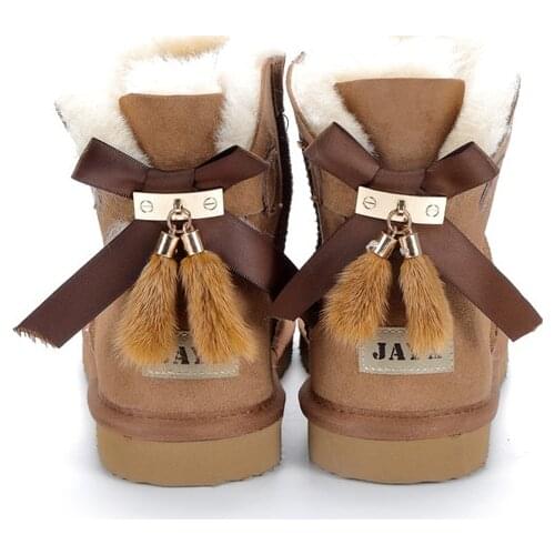 2020 new real wool womens ankle boots classic womens shoes fashion snow boots real sheepskin leather warm natural fur boots