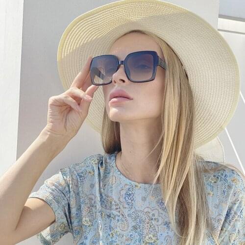 AOZE 2020 Oversized womens sunglasses large frame fashion luxury brand designer vintage square sunglasses UV Women ins Popular