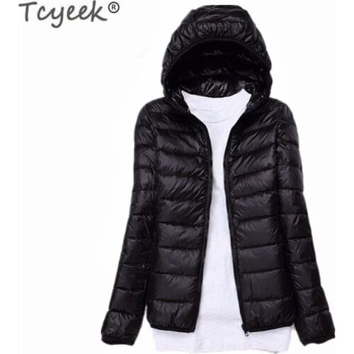 Tcyeek Winter Jacket Women 2020 Thin White Duck Down Jackets Autumn Ladies Hooded Coat Spring Tops Clothes Chaqueta Mujer LWL745
