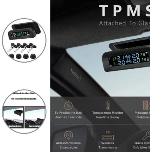1 Set Tire Pressure Sensor LCD Display Easy Reading Anti-oxidizing Tire Pressure Monitoring System for Car
