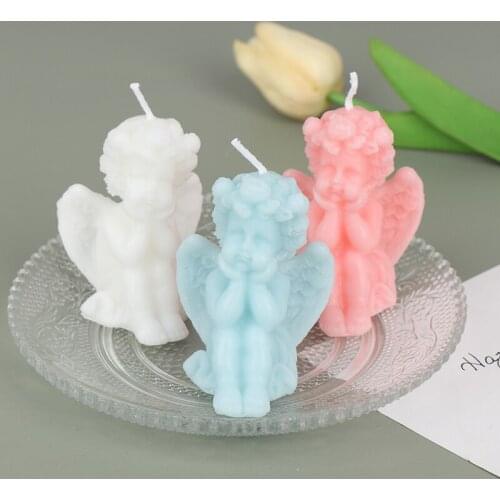 1pcs Photo Props Handmade Cute Cheek Angel Smokeless Candle Wick Scented Candle Little Angel Baby Shape Wedding Decoration Party