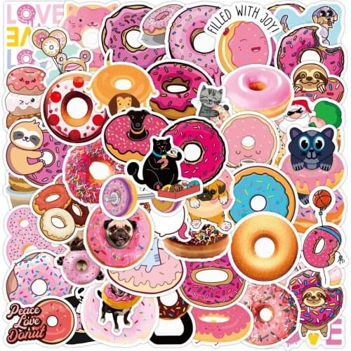 10/30/50PCS Cute Donuts Cartoon Graffiti Stickers DIY Bike Travel Luggage Guitar Laptop Funny Decal Waterproof Sticker Kid Toys