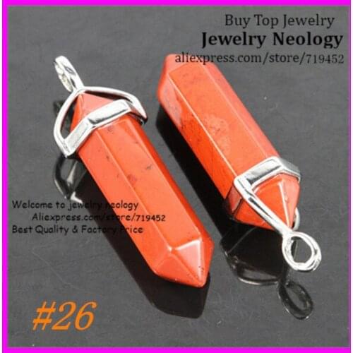 10pcs/lot Nature Red Stone Stones Gem Hexagonal Point Reiki Chakra Necklaces Earring Pendant Beads Druzy Jewelry Pendant