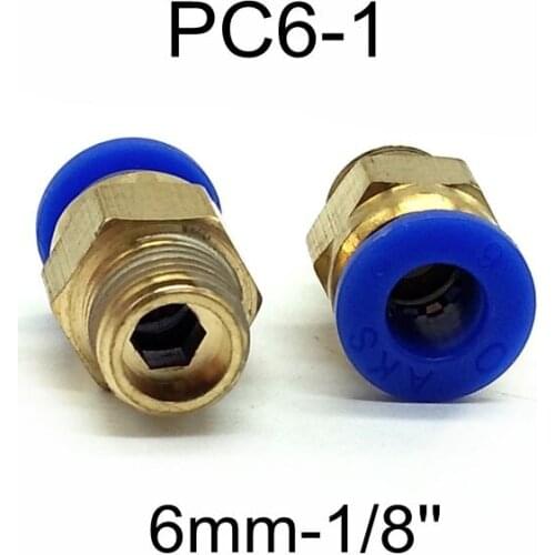 10pcs Pneumatic Fittings 1/8'' Male Thread O.D 6mm Hose Tube Straight Push in Fitting PC6-1 Quick Joint Connector