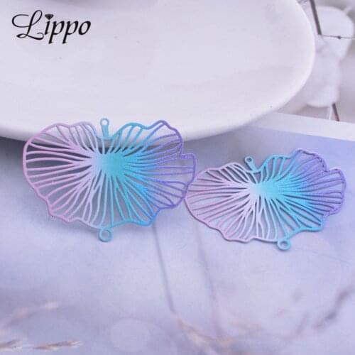 12pcs AB5601 28mm*40mm Colorful Filigree Lotus Leaf Connectors Pendant For Making Earrings