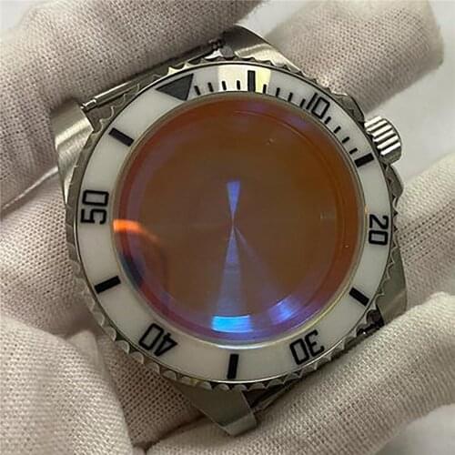 40mm Ceramic Bezel Watch Case for NH35/NH36 Aluminum Bezel Sapphire Glass Watch Accessories for NH35/NH36 Movement Spare Parts