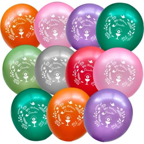 50 Pcs 10 inch Pink Blue Holy Communion Balloons Boys Girls First Holy Communion Party Decoration Mi Primera Communion Balloon