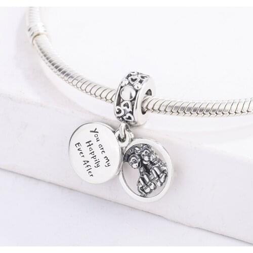 925 Sterling Silver Cartoon Cute Mickey Minnie Is Gleeful Behind The Pendant Charm Bracelet DIY Jewelry Making For Pandora