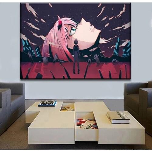 Large Poster Home Decor Wall Anime Darling in the FranXX Painting Canvas Print Hiro Zero Two HD Picture Modern Artwork Unframed