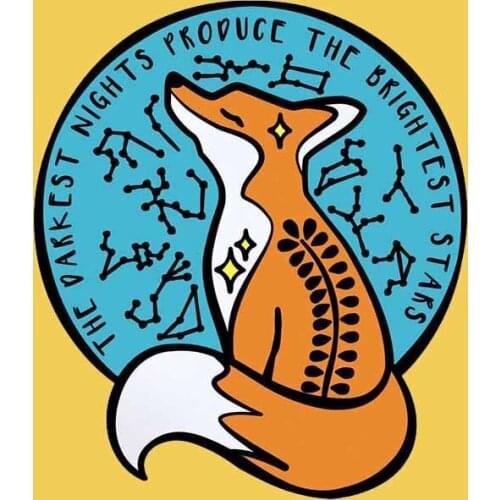 Celestial Constellation Fox The Darkest Nights Produce the Brightest Stars Enamel Brooch Pins Badge Lapel Pin Alloy Jewelry