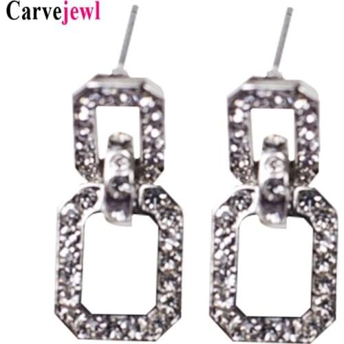 Carvejewl drop dangle earrings rectangle crystal rhinestone metal earrings For Women jewelry fashion European wholesale earrings