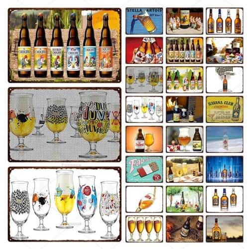 Pub Bar Club Decoration Drinks/Beer Tin Signs Wine Whiskey Metal Plaque Iron Painting Poster Vintage Home Kitchen Wall Decor