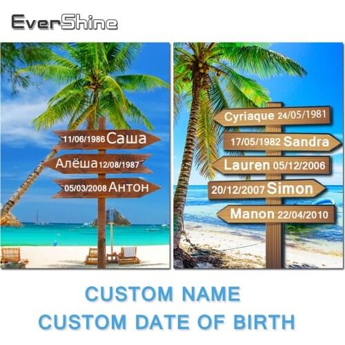 EverShine Diamond Painting Custom Name Date Of Birth Full Square Diamond Embroidery Photo Custom Road Sign Picture Mosaic Art