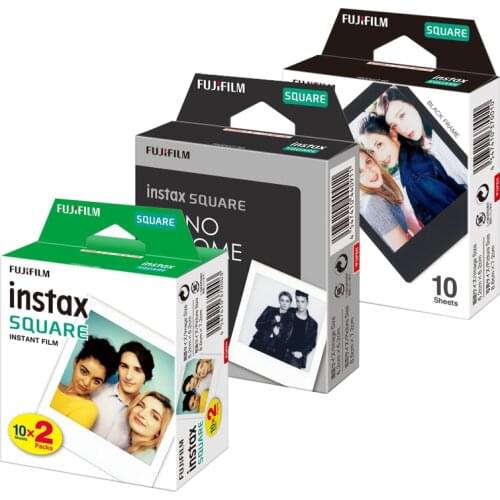 Fujifilm Instax Square White Edge Black Films Photo Paper (10-100 pcs) for Instax SQ10 SQ6 Instant Camera Share SP-3 Printer