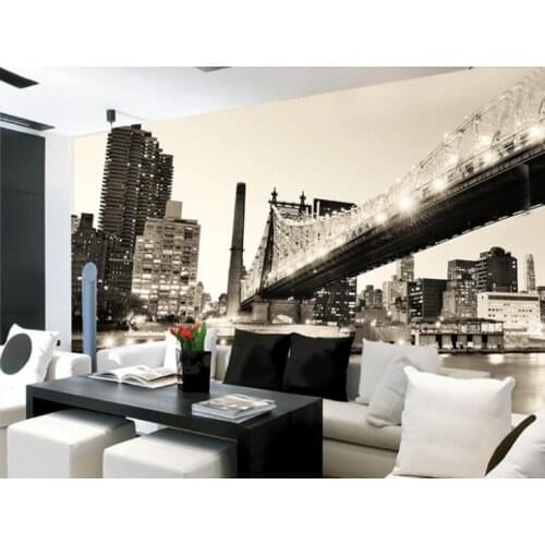 New York City Photo Wallpaper Customized Manhattan Bridge Mural Wallpaper Hoom Decor Non-Woven Paper Wall Mural