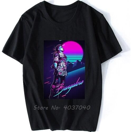 T-Shirt For Men Bangalore 80s Retro Vaporwave Cotton Tees Crewneck Apex Legends Short Sleeve T Shirt Funny Clothes