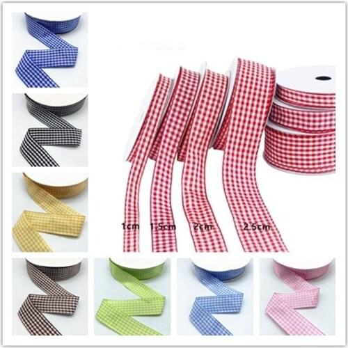 New 5Yards 10--25mm Plaid Cotton Ribbon Wedding Christmas Decoration DIY Sewing Fabric Handmade Bow Ribbon Flower Gift Packaging