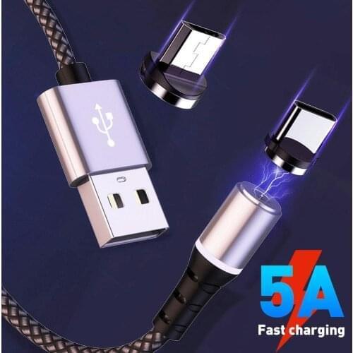 Magnetic Charging Cable QC3.0 Fast Charging USB Micro USB Type C Cable Cord Metal Magnet Data Charge Wire for Android/Type-c