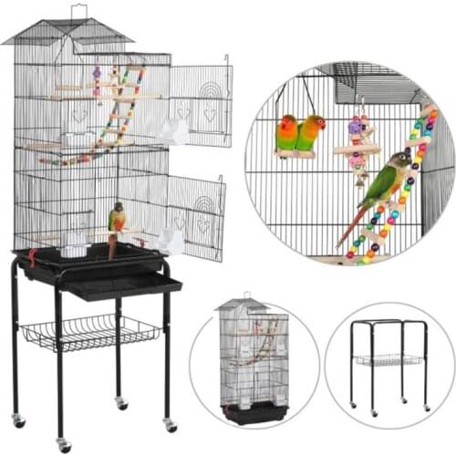 Metal Pet Bird Cages Multifunctional Large Cage for Birds Parrots Nymph Macaw Cockatiel In/Outdoor Pet Bird Nest Supplies HWC