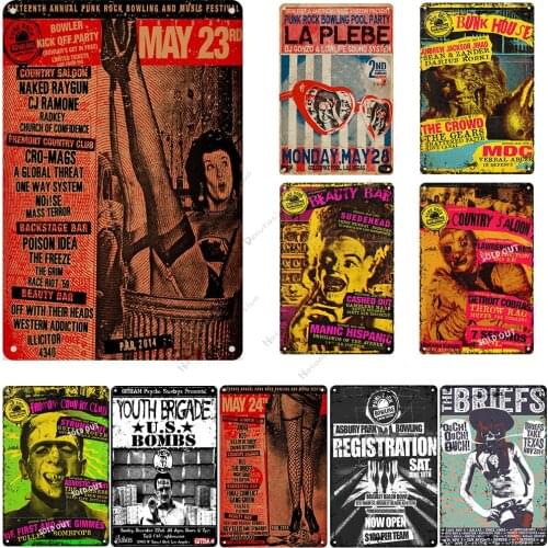 PUNK Metal Tin Sign Music Metal Vintage Plate Rusty Metal Signs Poster Club Pub Bar Home Wall Decor Signs Industrial Decoration