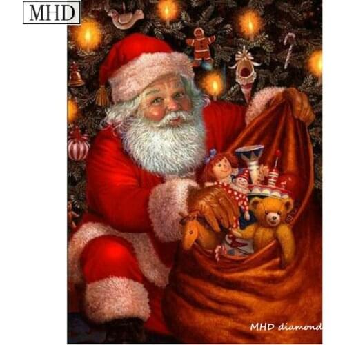 MHD New Full Square Round Rhinestone 5d Diy Diamond Painting Cross Stitch Santa Gift Crystal Mosaic Home Decor Kit 40x50cm